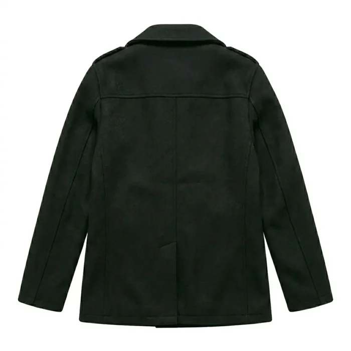 Classic Men's Black Wool Blend Top Coat Sale front Blackstone Jackets