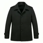 Classic Men's Black Wool Blend Top Coat Sale front Blackstone Jackets