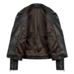 Crafted Women's Black Crocodile Embossed Leather Jacket Blackstone Jackets Inner View