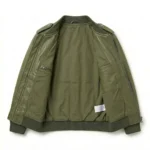 Deluxe Boys Kids Olive Green Leather Bomber Jacket Blackstone Jackets Inner View