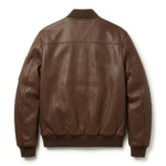 Deluxe Men's Brown MA-1 Leather Jacket Blackstone Jackets Back View