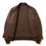 Deluxe Men's Brown MA-1 Leather Jacket Blackstone Jackets Inner View
