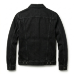 Designer Men's Black Denim Trucker Jacket Blackstone Jackets Back VIew