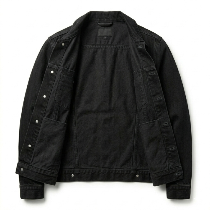 Designer Men's Black Denim Trucker Jacket Blackstone Jackets Inner View