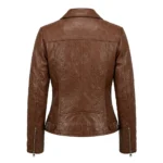 Designer Women's Black Leather Embossed Jacket Blackstone Jackets Back View