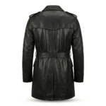 Elegant Men's Black Leather Trench Over Coat With Belt Sale Blackstone Jackets