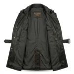 Elegant Men's Black Leather Trench Over Coat With Belt Sale Blackstone Jackets