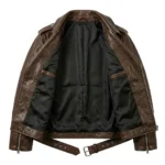 Elite Boys Kids Brown Leather Biker Jacket Blackstone Jackets Inner View