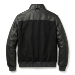 Elite Men's Black Wool Leather Jacket Blackstone Jackets Back View