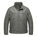 Executive Men's Grey Leather Cropped Jacket Blackstone Jackets