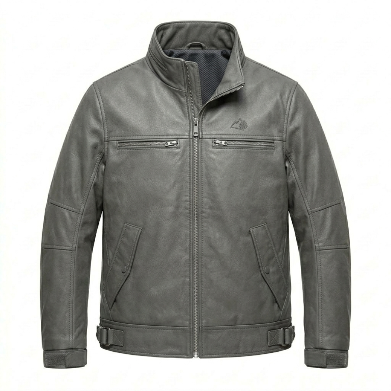 Executive Men's Grey Leather Cropped Jacket Blackstone Jackets