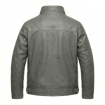 Executive Men's Grey Leather Cropped Jacket Blackstone Jackets Back View