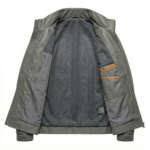 Executive Men's Grey Leather Cropped Jacket Blackstone Jackets Inner View