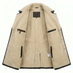 Exquisite Men's Black Leather Shearling Belted Coat Sale | Blackstone Jackets