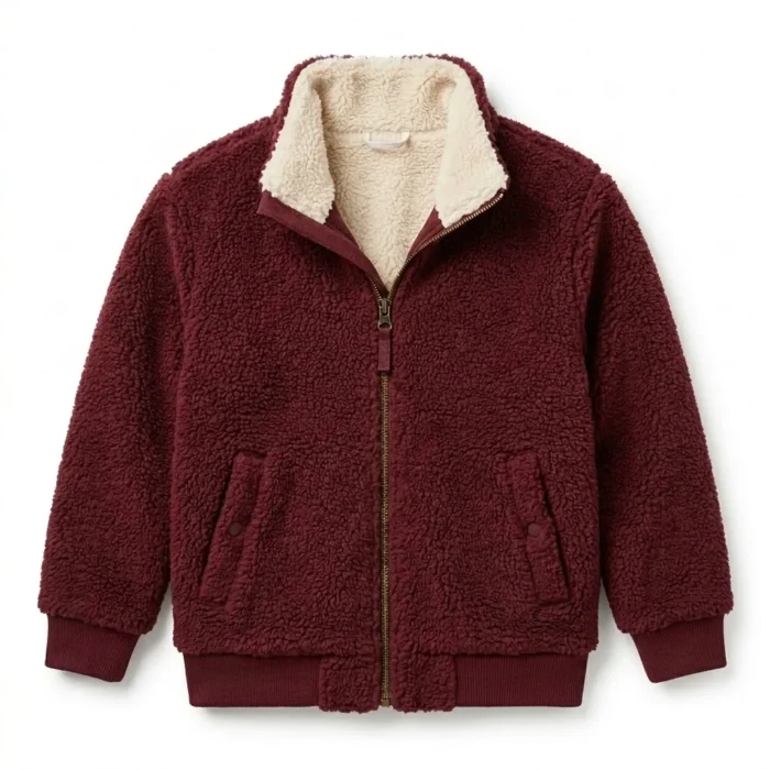 Finest Boys Kids Maroon Sherpa Jacket Soft Fleece Blackstone Jackets