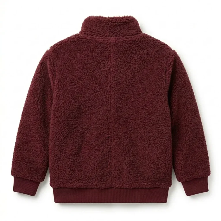 Finest Boys Kids Maroon Sherpa Jacket Soft Fleece Blackstone Jackets Back View