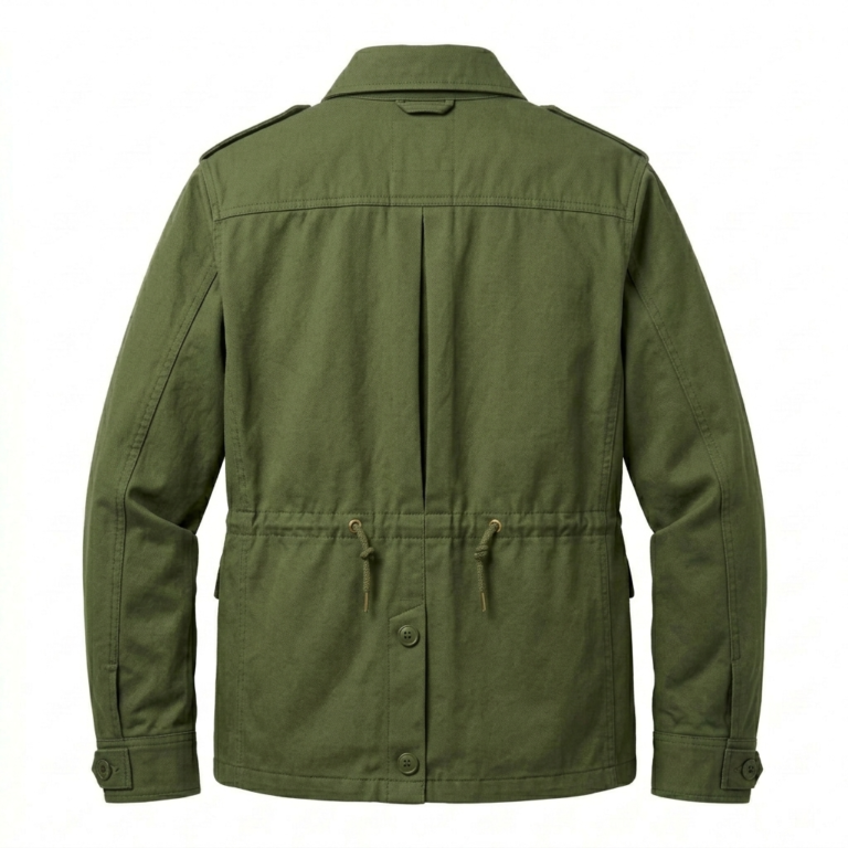 Finest Men's Olive Cotton Field Jacket Blackstone Jackets Back View