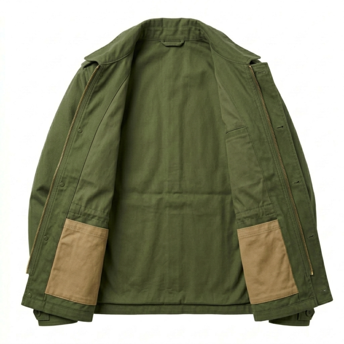 Finest Men's Olive Cotton Field Jacket Blackstone Jackets Inner View