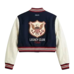 Handcrafted Girls Kids Blue Wool Varsity Jacket Blackstone Jackets Back View