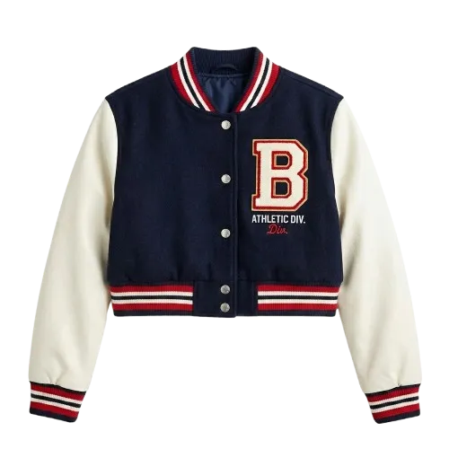 Handcrafted Girls Kids Blue Wool Varsity Jacket Blackstone Jackets