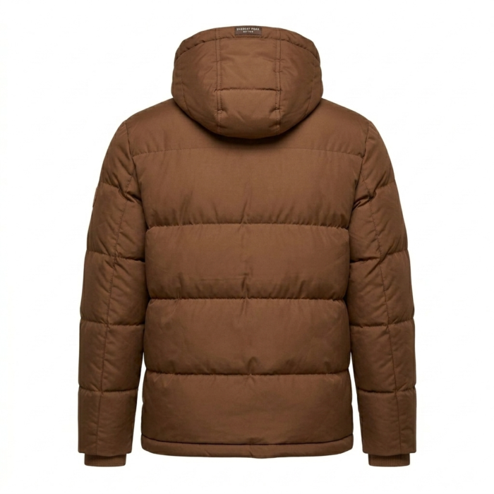 Handcrafted Men's Brown Quilted Puffer Jacket Blackstone Jackets Back View