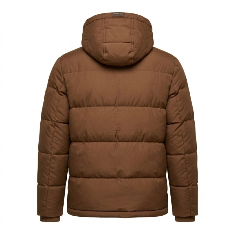 Handcrafted Men's Brown Quilted Puffer Jacket Blackstone Jackets Back View