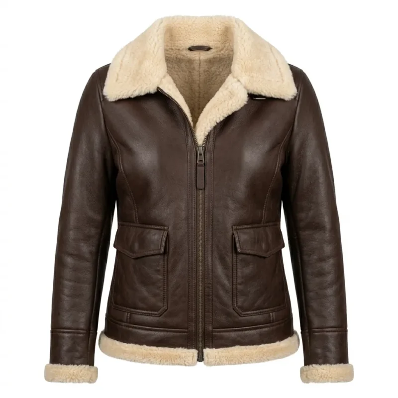 Heritage Inspired Women's Brown Shearling Leather Jacket Blackstone Jackets