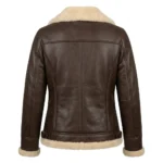 Heritage Inspired Women's Brown Shearling Leather Jacket Blackstone Jackets Back View