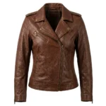 Heritage Inspired Women's Brown Snake Embossed Leather Jacket Blackstone Jackets