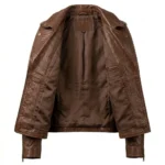 Heritage Inspired Women's Brown Snake Embossed Leather Jacket Blackstone Jackets Inner View