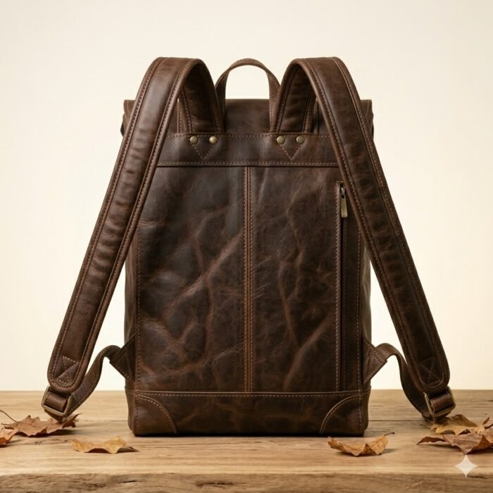 Premium Dark Brown Genuine Leather Backpack | Blackstone Jackets - Image 3