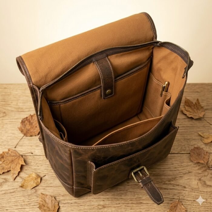 Premium Dark Brown Genuine Leather Backpack | Blackstone Jackets - Image 5