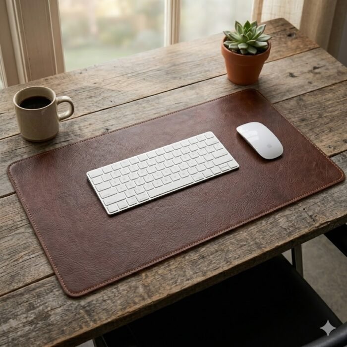 Handmade Brown Genuine Leather Desk Pad | Blackstone Jackets - Image 4