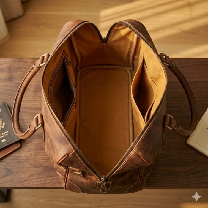 Premium Brown Distressed Genuine Leather Travel Bag | Blackstone Jackets - Image 5