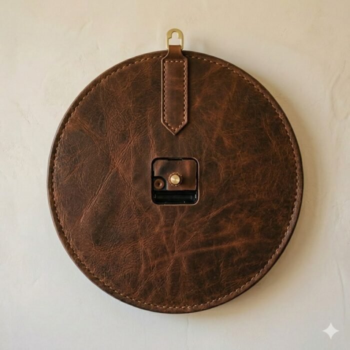 Handmade Brown Leather Wall Clock Decorative Home Accent | Blackstone Jackets - Image 4