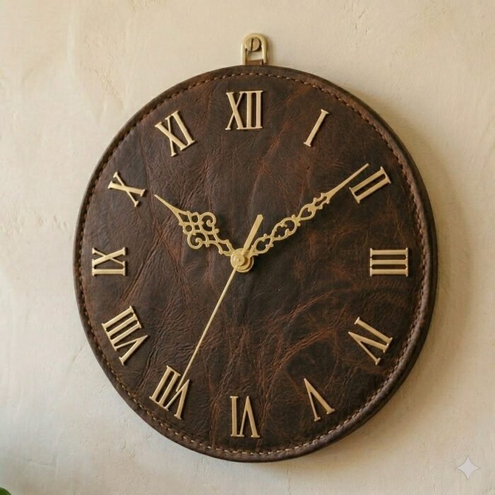 Handmade Brown Leather Wall Clock Decorative Home Accent | Blackstone Jackets - Image 3