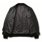 Luxury Men's Black Crocodile Embossed Genuine Bomber Leather Jacket Blackstone Jackets Inner View