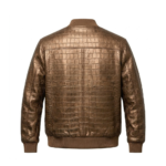 Luxury Men's Brown Crocodile Embossed Leather Jacket Blackstone Jackets Back View