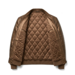 Luxury Men's Brown Crocodile Embossed Leather Jacket Blackstone Jackets Inner View