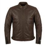 Luxury Men's Brown Distressed Leather Moto Jacket with Quilted Lining | Blackstone Jackets