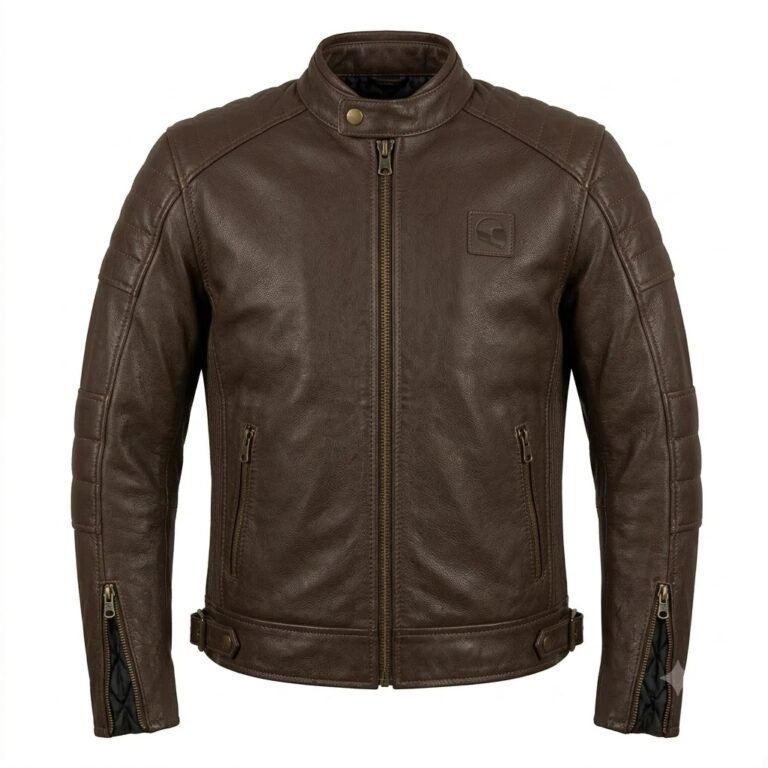 Luxury Men's Brown Distressed Leather Moto Jacket with Quilted Lining | Blackstone Jackets