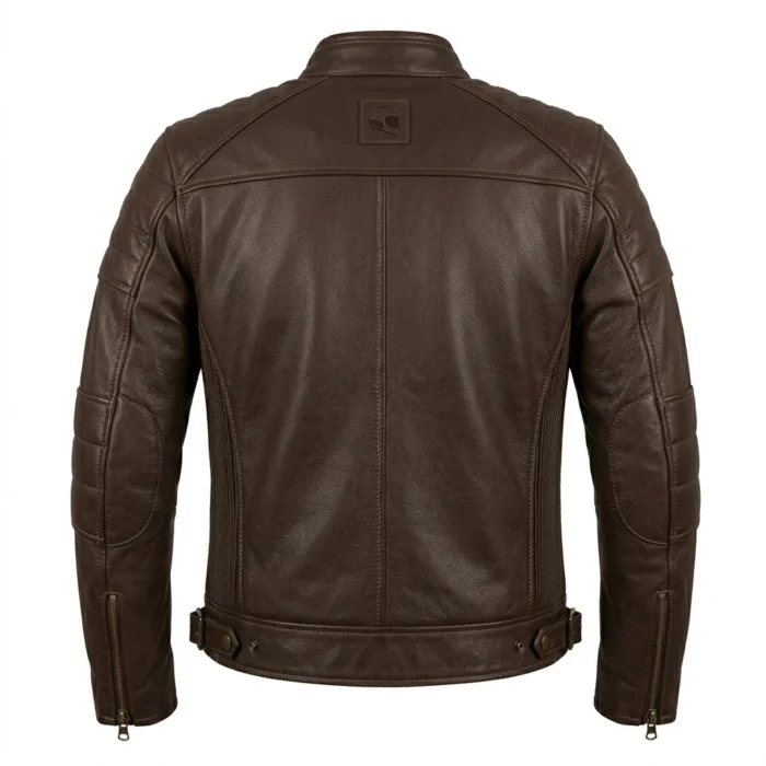 Luxury Men's Brown Distressed Leather Moto Jacket with Quilted Lining | Blackstone Jackets - Image 2