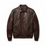 Luxury Men's Charcoal Black Crocodile Embossed Genuine Leather Jacket Blackstone Jackets