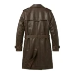 Luxury Men's Dark Brown Leather Trench Coat Sale front Blackstone Jackets
