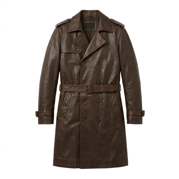 Luxury Men's Dark Brown Leather Trench Coat Sale front Blackstone Jackets Luxury Men's Dark Brown Leather Trench Coat Sale front Blackstone Jackets