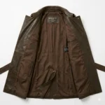 Luxury Men's Dark Brown Leather Trench Coat Sale front Blackstone Jackets