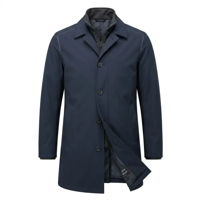Luxury Men's Navy Blue Synthetic Technical Overcoat For Sale Blackstone Jackets