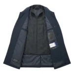 Luxury Men's Navy Blue Synthetic Technical Overcoat For Sale back Blackstone Jackets