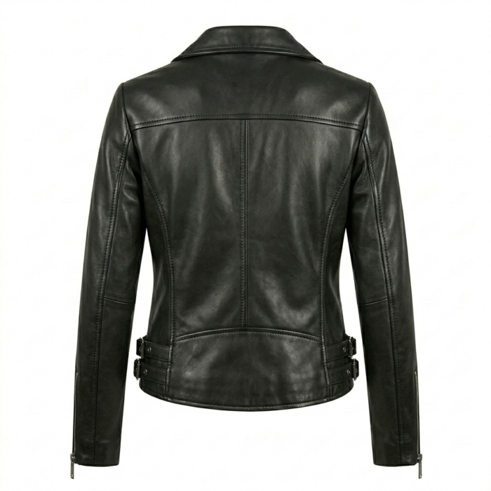 Luxury Women's Black Leather Jacket Blackstone Jackets Back View