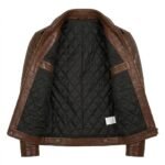 Men’s Brown Crocodile Embossed Genuine Leather Jacket Premium Winter Outerwear Blackstone Jackets Inner View